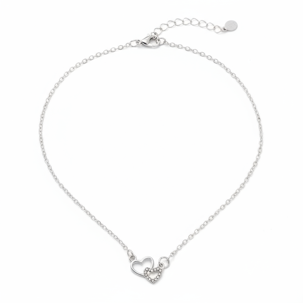 Women's Dual Heart Pendant with Chain Micro Plating